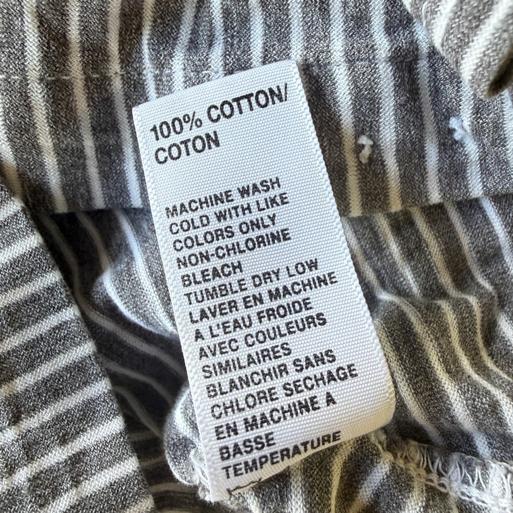 James Perse Button Down Shirt Womens 3 Gray Striped Cotton 3/4 Sleeve WCS3826 - Picture 13 of 15